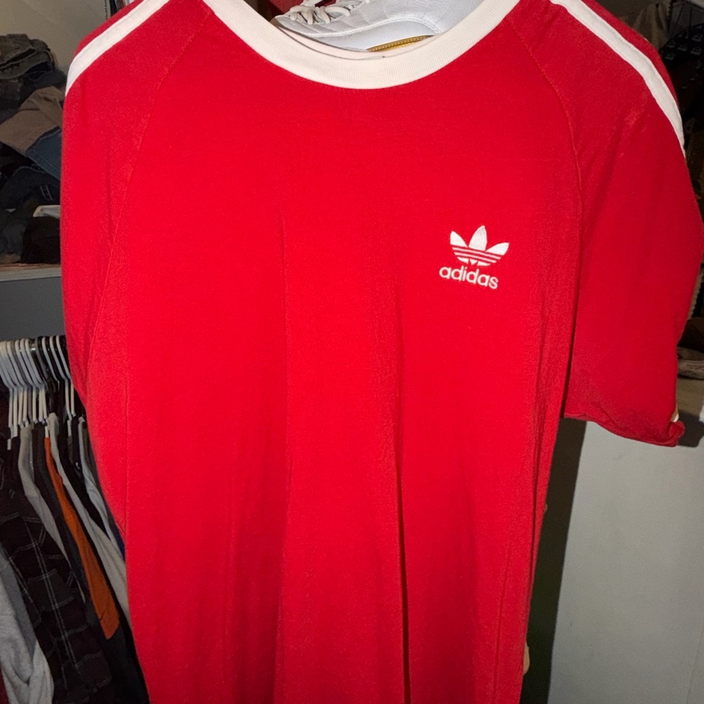 Adidas Red Tee with White Trim